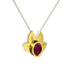 Rodolit garnet 925 ayar altın kaplama gümüş kolye (40 cm rose altın rolo zincir)