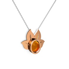 Sitrin 18 ayar rose altın kolye (40 cm beyaz altın rolo zincir)