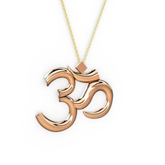 Aum Kolye - 18 ayar rose altın kolye (40 cm altın rolo zincir) #16al6is