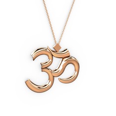 Aum Kolye - 925 ayar rose altın kaplama gümüş kolye (40 cm rose altın rolo zincir) #d13oq8