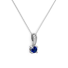 Lab safir 925 ayar gümüş kolye (40 cm gümüş rolo zincir)