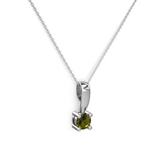 Edina Tektaş Kolye - Peridot 925 ayar gümüş kolye (40 cm beyaz altın rolo zincir) #14xt2co