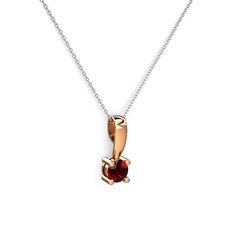 Edina Tektaş Kolye - Garnet 14 ayar rose altın kolye (40 cm gümüş rolo zincir) #15mr7ce