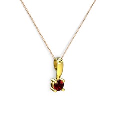 Garnet 18 ayar altın kolye (40 cm rose altın rolo zincir)