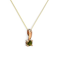 Edina Tektaş Kolye - Peridot 18 ayar rose altın kolye (40 cm altın rolo zincir) #16fintq