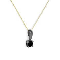 Edina Tektaş Kolye - Siyah zirkon 925 ayar siyah rodyum kaplama gümüş kolye (40 cm altın rolo zincir) #16ljal3