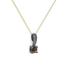 Edina Tektaş Kolye - Dumanlı kuvars 925 ayar siyah rodyum kaplama gümüş kolye (40 cm altın rolo zincir) #1835932