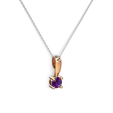 Edina Tektaş Kolye - Ametist 14 ayar rose altın kolye (40 cm beyaz altın rolo zincir) #1cfkt34