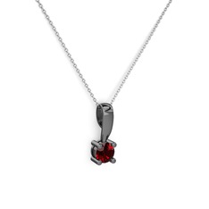 Garnet 925 ayar siyah rodyum kaplama gümüş kolye (40 cm beyaz altın rolo zincir)