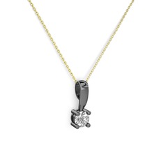 Swarovski 925 ayar siyah rodyum kaplama gümüş kolye (40 cm altın rolo zincir)