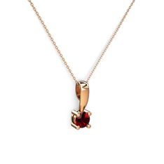 Garnet 8 ayar rose altın kolye (40 cm rose altın rolo zincir)