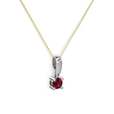 Rodolit garnet 14 ayar beyaz altın kolye (40 cm altın rolo zincir)