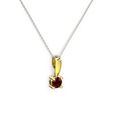 Edina Tektaş Kolye - Garnet 14 ayar altın kolye (40 cm beyaz altın rolo zincir) #1gzfl4t