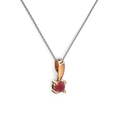 Kök yakut 925 ayar rose altın kaplama gümüş kolye (40 cm gümüş rolo zincir)
