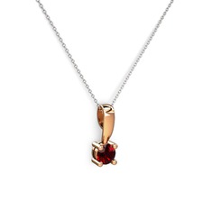 Garnet 8 ayar rose altın kolye (40 cm beyaz altın rolo zincir)