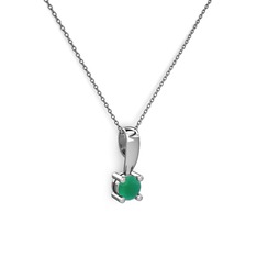 Kök zümrüt 14 ayar beyaz altın kolye (40 cm gümüş rolo zincir)