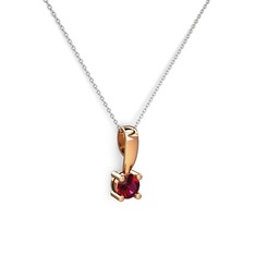 Rodolit garnet 8 ayar rose altın kolye (40 cm beyaz altın rolo zincir)