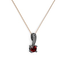 Edina Tektaş Kolye - Garnet 925 ayar siyah rodyum kaplama gümüş kolye (40 cm rose altın rolo zincir) #1ltcqwg