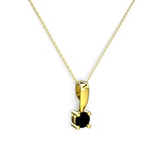 Edina Tektaş Kolye - Siyah zirkon 8 ayar altın kolye (40 cm gümüş rolo zincir) #1m39yrx