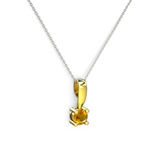 Edina Tektaş Kolye - Sitrin 8 ayar altın kolye (40 cm beyaz altın rolo zincir) #1op6x9m