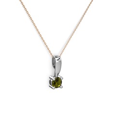 Edina Tektaş Kolye - Peridot 8 ayar beyaz altın kolye (40 cm rose altın rolo zincir) #1r1t6w6