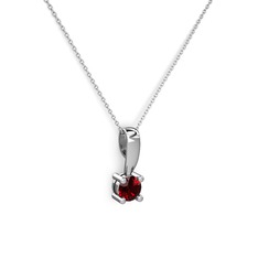 Edina Tektaş Kolye - Garnet 14 ayar beyaz altın kolye (40 cm gümüş rolo zincir) #1rfo1i7