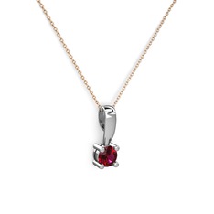 Rodolit garnet 14 ayar beyaz altın kolye (40 cm rose altın rolo zincir)