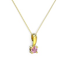 Edina Tektaş Kolye - Pembe kuvars 925 ayar altın kaplama gümüş kolye (40 cm altın rolo zincir) #1uo394z