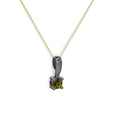 Edina Tektaş Kolye - Peridot 925 ayar siyah rodyum kaplama gümüş kolye (40 cm altın rolo zincir) #1w8myf0