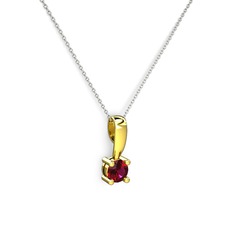 Rodolit garnet 18 ayar altın kolye (40 cm gümüş rolo zincir)