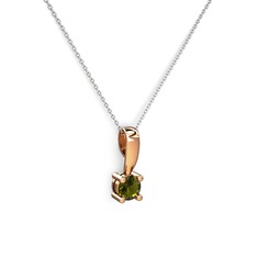 Peridot 8 ayar rose altın kolye (40 cm beyaz altın rolo zincir)
