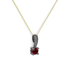 Edina Tektaş Kolye - Garnet 925 ayar siyah rodyum kaplama gümüş kolye (40 cm gümüş rolo zincir) #347dax