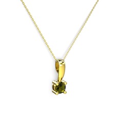 Peridot 14 ayar altın kolye (40 cm altın rolo zincir)