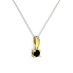 Edina Tektaş Kolye - Siyah zirkon 14 ayar altın kolye (40 cm beyaz altın rolo zincir) #4ln7q5