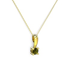 Edina Tektaş Kolye - Peridot 925 ayar altın kaplama gümüş kolye (40 cm altın rolo zincir) #5py1w1