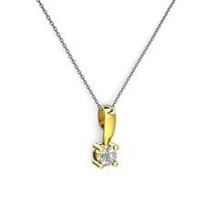 Edina Tektaş Kolye - Beyaz zirkon 8 ayar altın kolye (40 cm gümüş rolo zincir) #6cnx0s