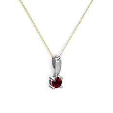 Garnet 14 ayar beyaz altın kolye (40 cm altın rolo zincir)