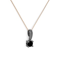 Edina Tektaş Kolye - Siyah zirkon 925 ayar siyah rodyum kaplama gümüş kolye (40 cm rose altın rolo zincir) #ckp3oe