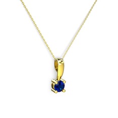 Lab safir 18 ayar altın kolye (40 cm gümüş rolo zincir)