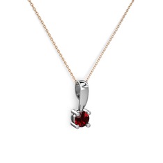 Edina Tektaş Kolye - Garnet 18 ayar beyaz altın kolye (40 cm rose altın rolo zincir) #h1265w