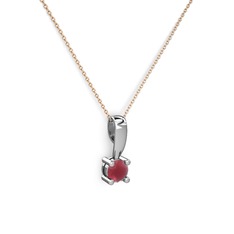 Edina Tektaş Kolye - Kök yakut 925 ayar gümüş kolye (40 cm rose altın rolo zincir) #hteuvj