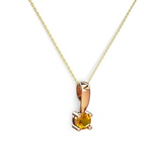 Edina Tektaş Kolye - Sitrin 925 ayar rose altın kaplama gümüş kolye (40 cm altın rolo zincir) #iayz8j