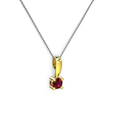 Rodolit garnet 8 ayar altın kolye (40 cm gümüş rolo zincir)