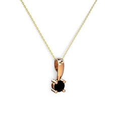 Edina Tektaş Kolye - Siyah zirkon 14 ayar rose altın kolye (40 cm altın rolo zincir) #lbr9hx