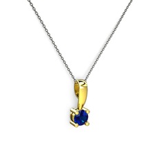 Lab safir 18 ayar altın kolye (40 cm gümüş rolo zincir)