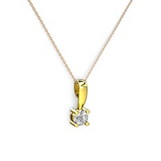 Swarovski 18 ayar altın kolye (40 cm gümüş rolo zincir)