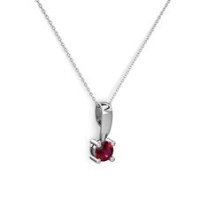 Edina Tektaş Kolye - Rodolit garnet 18 ayar beyaz altın kolye (40 cm beyaz altın rolo zincir) #pkaeta