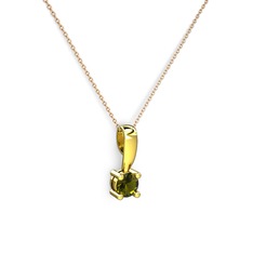 Peridot 18 ayar altın kolye (40 cm rose altın rolo zincir)