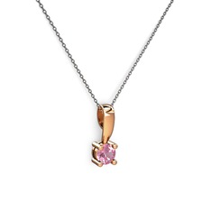 Edina Tektaş Kolye - Pembe kuvars 18 ayar rose altın kolye (40 cm gümüş rolo zincir) #vfyja5
