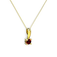 Garnet 18 ayar altın kolye (40 cm altın rolo zincir)